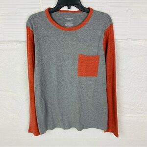 ARIZONA two tone crewneck thermal sleeve gray cotton long sleeve shirt SZ large